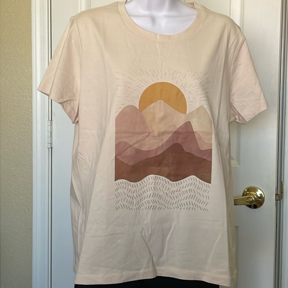 Bohme cotton tan T-shirt short sleeve  top size M